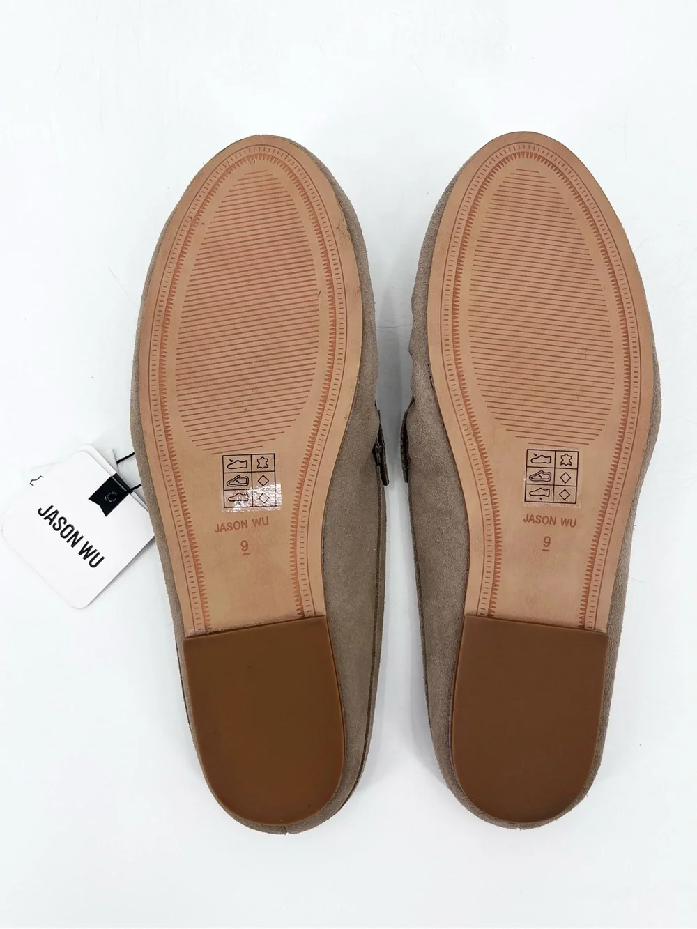 NWT Jason Wu Meeky Neutral Taupe-Beige Suede Penny Loafer Slip-On Mules Size  9